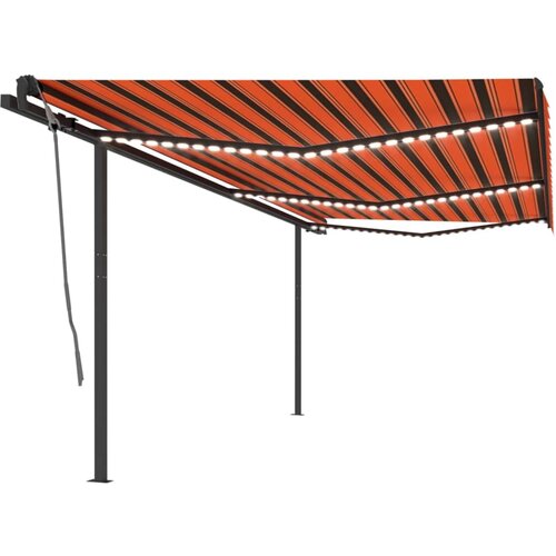 vidaXL Ročna zložljiva tenda z LED lučkami 6x3,5 m oranžna in rjava, (20702805) Cene