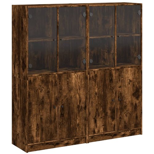 Maison Chic Knjižna omara - Knjižni regal z vrati dimljeni hrast 136x37x142 cm inž. les, (21724794) Slike