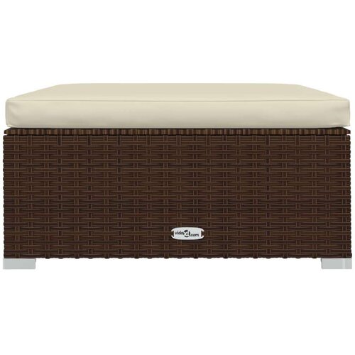 VidaXL vrtni tabure s jastukom smeđi 70 x 70 x 30 cm od poliratana Slike