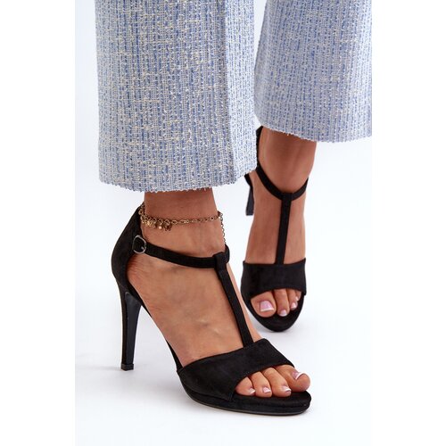 VINCEZA Women's high heel sandals in black faux suede Obdaria Cijene