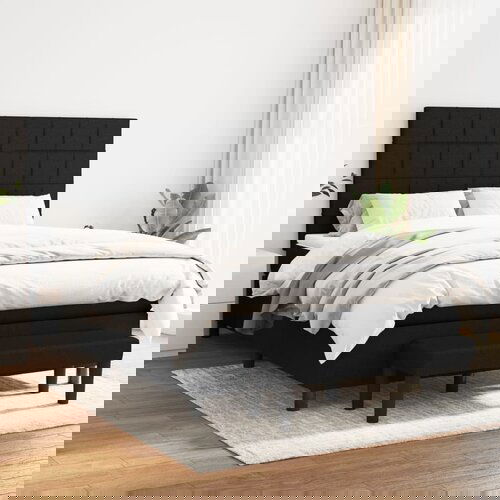 VidaXL Krevet s oprugama i madracem crni 140x200 cm od tkanine Slike