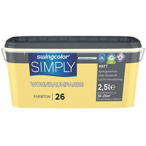SWINGCOLOR Boja za zid Simply (Žuta – br. 26, 2,5 l, Mat) Cijene