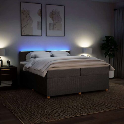 VidaXL Krevet s oprugama i madracem smeđesivi 200x200 cm od tkanine Slike