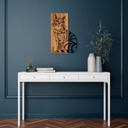 Wallity Zidna dekoracija Mačka 10, 38x58 cm, Smeđa boja Cene