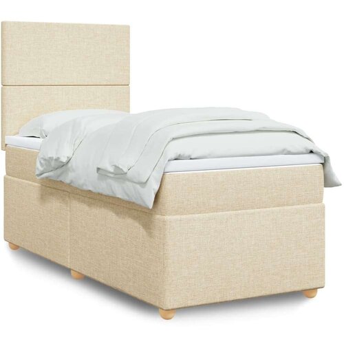  Krevet s oprugama i madracem krem 90 x 190 cm od tkanine Slike