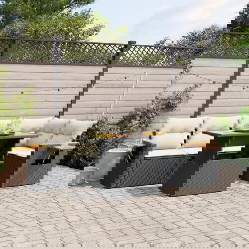 VidaXL 6-dijelni set vrtnih sofa s jastucima crni od poliratana Slike