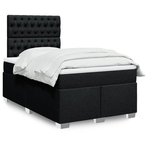 vidaXL Box spring postelja z vzmetnico črn 120x200 cm blago Cene