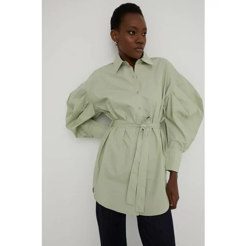 Answear Lab Bombažna srajca ženska, zelena barva