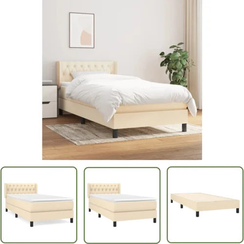 The Living Store Box spring postelja z vzmetnico krem 90x190 cm blago - Box Spring Postelja, (21737283)