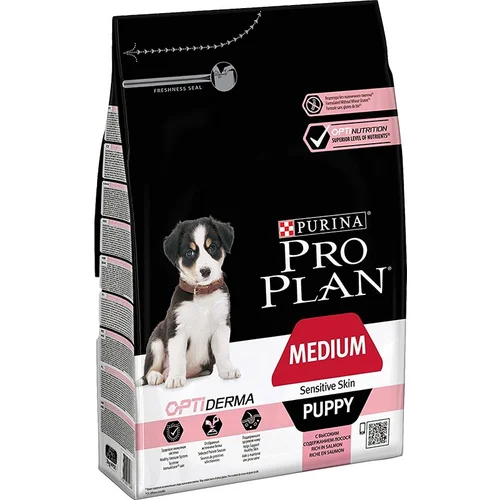 Purina 5 x zooTočke na PURINA suho hrano za pse! - Medium Puppy Sensitive Skin OPTIDERMA (12 kg)