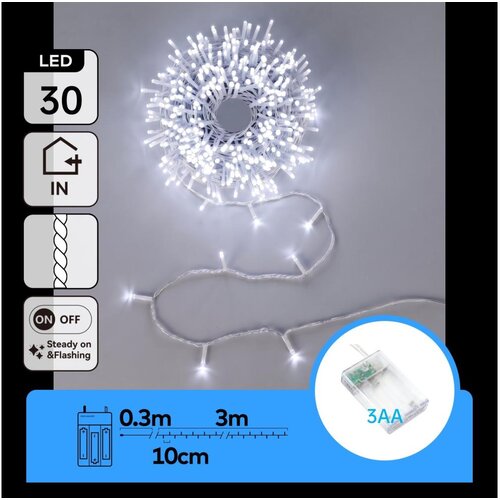Aigostar LED božićni lanac 30xLED/3xAA 3,3m hladno bela Slike