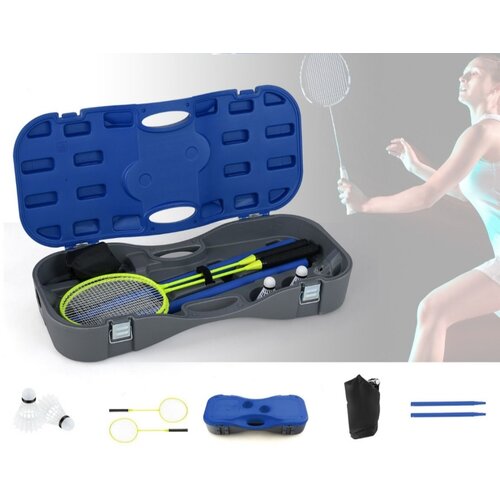  Prenosna mreža za badminton z loparjema, stojalo za badminton, modro/črno Slike