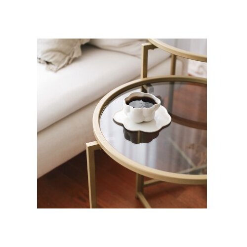Woody Fashion Club sto 50x50x50cm zlatno-sivi Slike