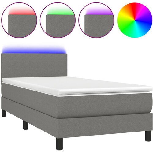 Maison Chic Box spring postelja - Vzmetna postelja z vzmetnico LED temno siva 80x200 cm blago SL14909, (21907928) Cene