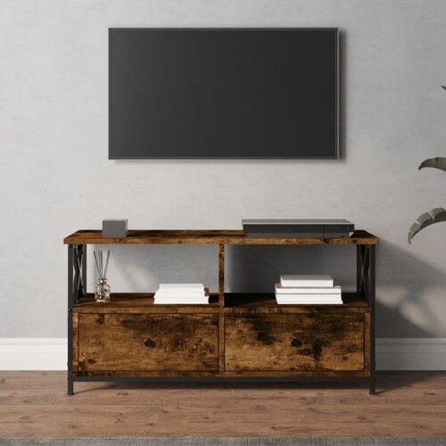 vidaXL TV omarica dimljeni hrast 90x33x45 cm inženirski les in železo Cene