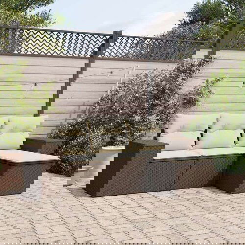 VidaXL 4-dijelni set vrtnih sofa od poliratana s jastucima smeđi Slike