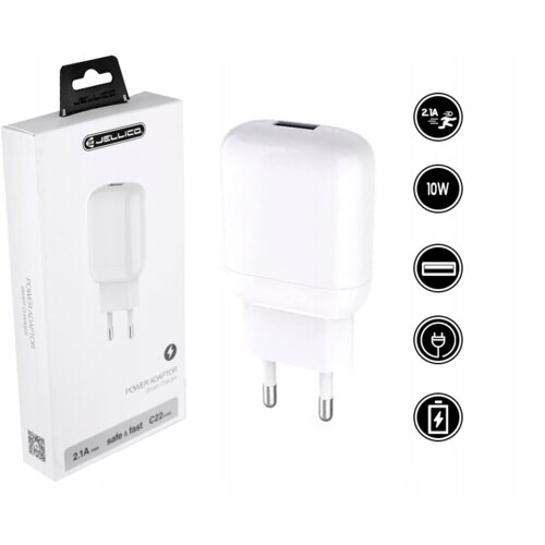 Jellico adapter C22 hi&amp;scaron;ni polnilec 2,1A Quick Charge 10W vhod USB A - Original (EU Blister) bel Slike