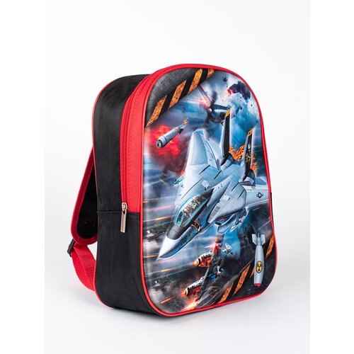 Shelvt Black and red backpack for a boy with a spaceship Cene