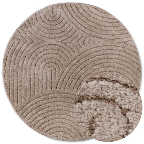 Elle Decoration Svetlo rjava okrogla preproga &amp;oslash; 200 cm Panglao New York Taupe &amp;ndash; Slike