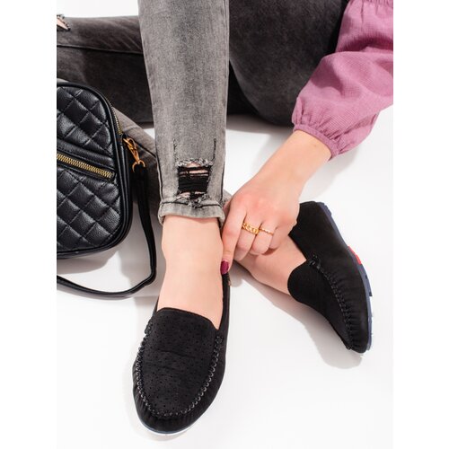 SHELOVET Women's black openwork moccasins Cijene