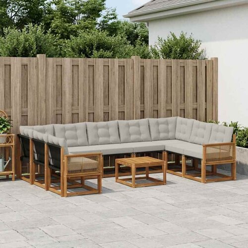  Set vanjskih sofa 10 kom. Prirodna i svjetlosiva Smeđa 59 x 59 x 37 cm Cijene