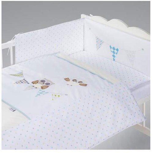 Klups Posteljina za bebu Set 5 delova Night birds blue Slike