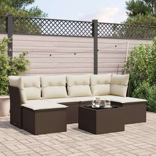 VidaXL 7-dijelni set vrtnih sofa od poliratana s jastucima smeđi Slike