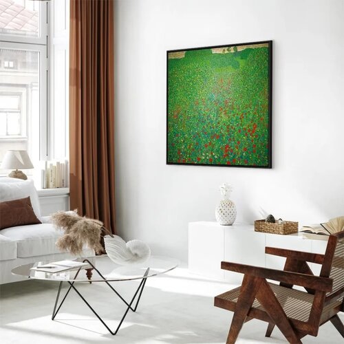  Slika - Gustav Klimt &amp;ndash; Poppy Field 80x80 U crnom drvenom okviru Slike