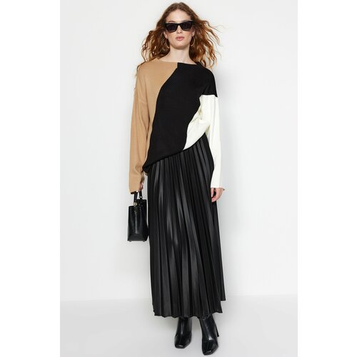 Trendyol Black Pleated Woven Skirt Slike