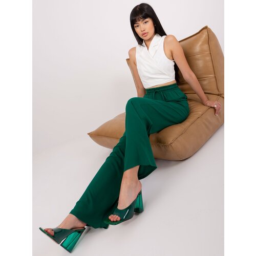 Fashion Hunters Dark green fabric palazzo pants Slike