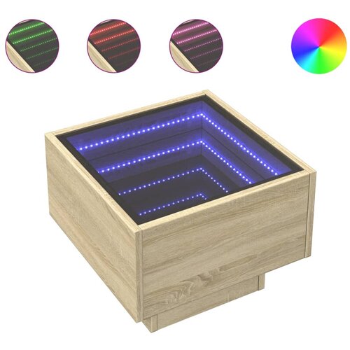 Maison Chic Nočna mizica - Nočna omarica - Nočna miza z neskončnimi LED sonoma hrast 40x40x30 cm, (21687108) Cene