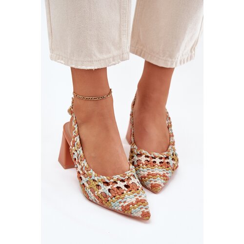 Boto Sandals With Braiding On A Heel Multicolor Ebina Cene