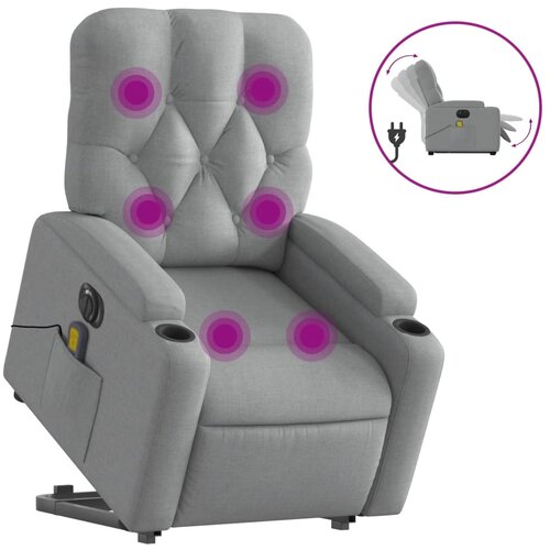  Električni masažni naslonjač na podizanje tkanina svjetlosivi Slike