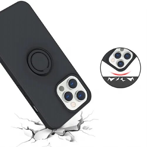 Onasi silikonski ovitek liquid ring za iphone 13 mini - črn Slike