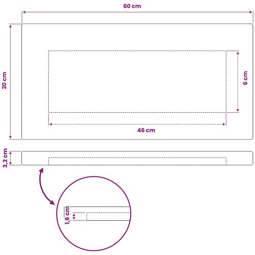  Pravokutni stolni vrh 60 x 20 x 3,2 cm Pravokutni Slike