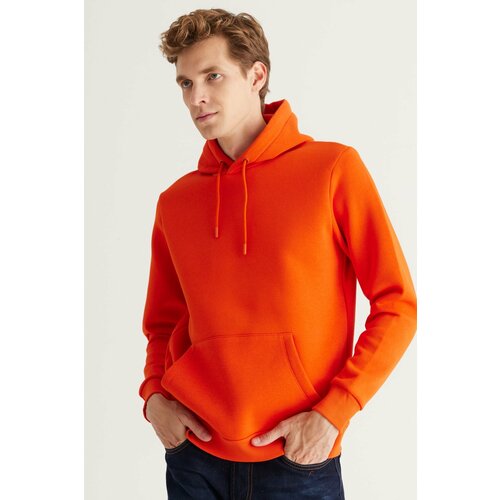 AC&Co / Altınyıldız Classics Men's Orange Standard Fit Regular Cut Fleece 3 Thread Hooded Cotton Sweatshirt Slike