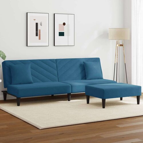  2-dijelni set sofa s jastucima plavi baršunasti Cijene
