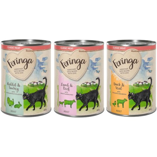 Feringa Probno pakiranje Classic Meat 6 x 400 g - Mije&amp;scaron;ano pak. 2: kunić i puretina, patka i teletina, janjetina i govedina Slike