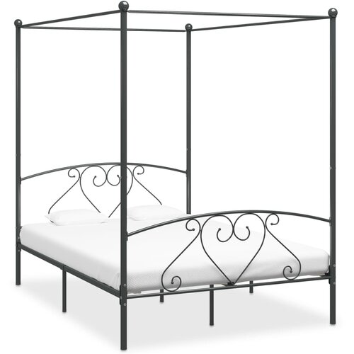  Okvir za krevet s nadstre&scaron;nicom sivi metalni 160 x 200 cm Cijene