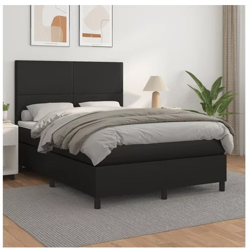  Box spring postelja z vzmetnico črn 140x200 cm umetno usnje