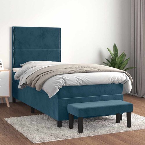 Box spring krevet s madracem tamnoplavi 100x200 cm baršunasti Cene