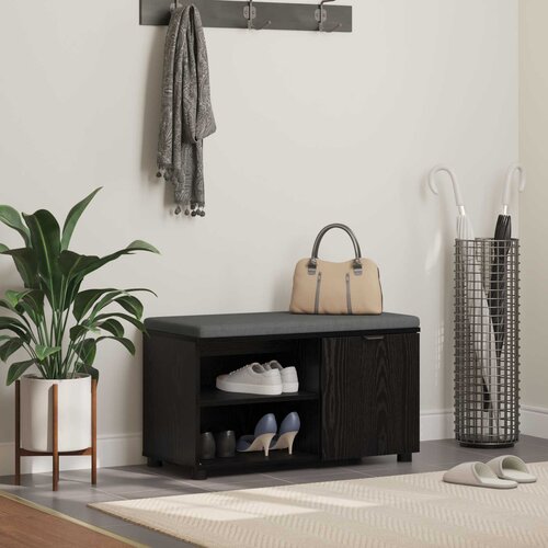  Klupa za hodnik s jastukom s policom Crni Hrast 80 x 38 x 46 cm Cijene