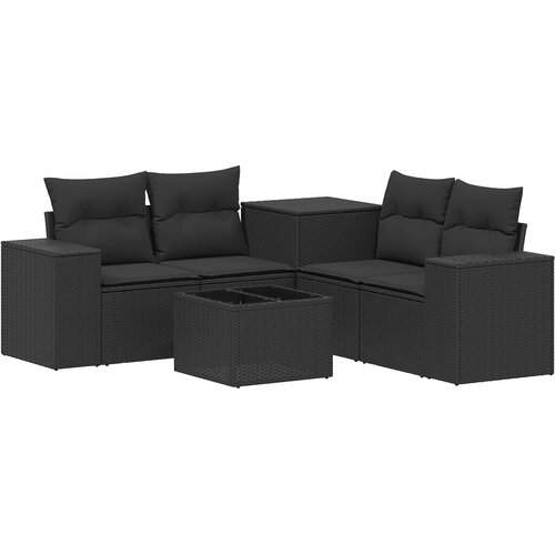  Set sofe 6 kom. Crna Poli Rattan i čelik Slike