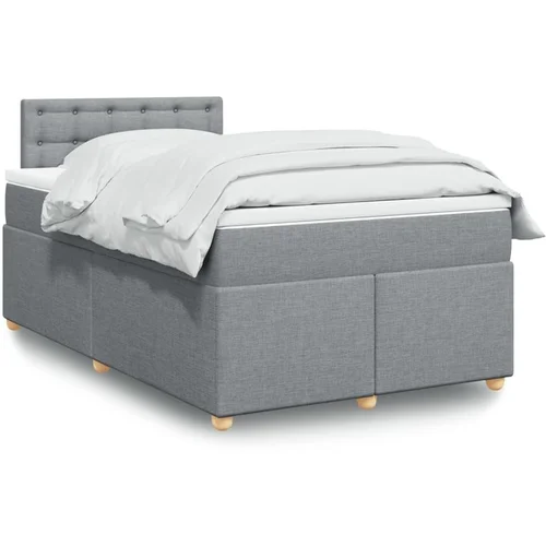 vidaXL Boxspring postelja z vzmetnico svetlo siva 120x190 cm blago