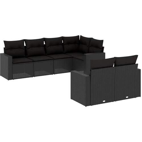  7-dijelni set vrtnih sofa od poliratana s jastucima crni Slike