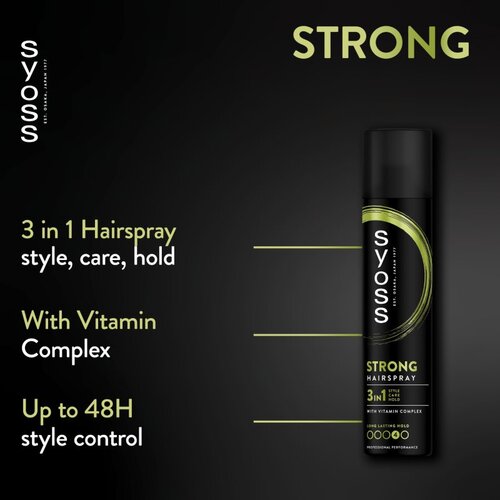 Syoss Strong Hold Hairspray ekstra utrjevalni lak za lase 3v1 300 ml Slike