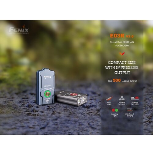 Fenix E03RV20BLU - punjiva led baterijska lampa led/usb IP66 500 lm 30 h 400 mah Slike