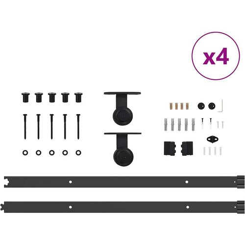 VidaXL Pribor za klizna vrata 213,5 cm čelični crni Slike