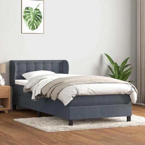 vidaXL Box spring krevet s madracem tamnosivi 90x220 cm baršunasti Cene