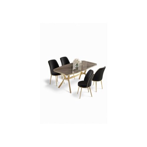 Hanah home Set trpezarijskog stola i stolica (5 delova) Lena Anthracite Gold Black Cene